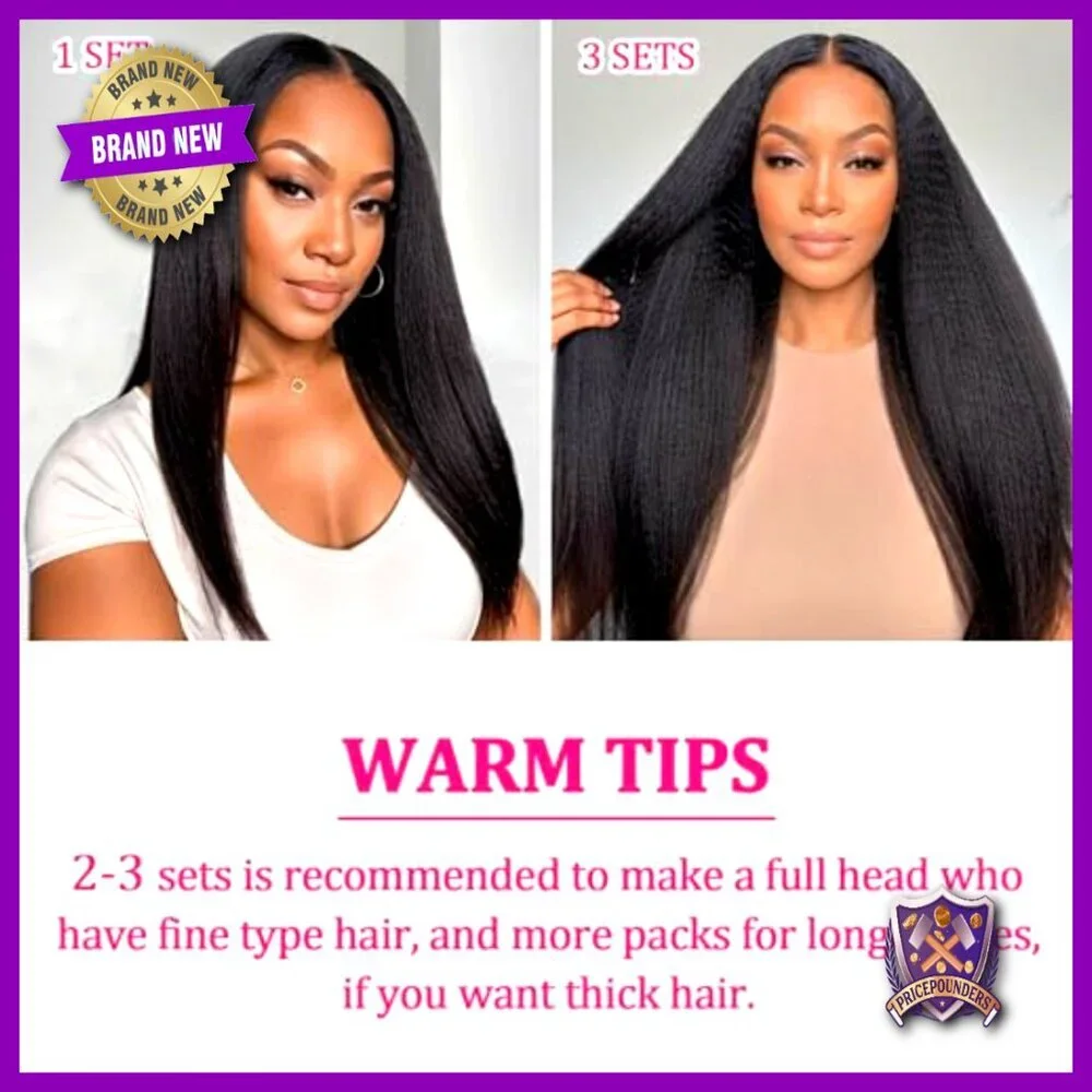 20 Inch Clip In Human Hair Extensions 8Pcs Kinky Straight Brazilian Remy